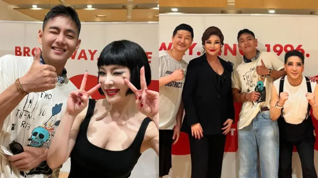 bts-v-takes-break-from-military-watches-chicago-the-musical-with-park-hyo-shin-photos